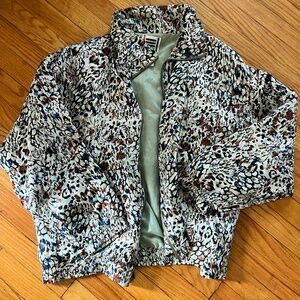 Vintage EVR Womens XL Multicolor Full Zip Silk Windbreaker Jacket Pockets Collar